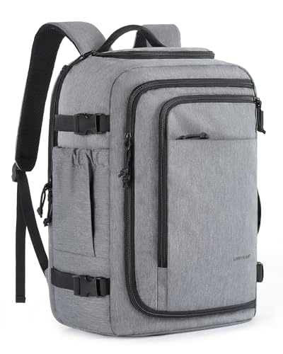 LIGHT FLIGHT Travel Backpack, TSA Friendly Flight Approved Carry on Backpack Water-resistant Lightweight Business Large Weekender Bag Casual Daypack 17.3" Laptop Backpack for Men Women,Grey - color: Grey