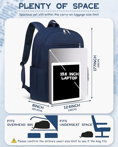 Backpack for Middle High School Teen Boys Girls Large College Bookbag with Laptop Compartment Back to School Book Bags Mochilas Escolares para Niños Niñas Adolescentes (Dark Blue, Solid) - color: Dark Blue