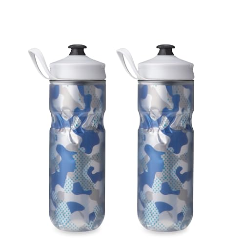 HydraPak | Polar Bottle - Polar Sport Insulated Water Bottle 2-Pack - BPA-Free, Sport & Bike Squeeze Bottle with Handle (Contender Blue, 600ml / 20oz) - color: Contender Blue, style: 20oz/600ml (2-Pack)