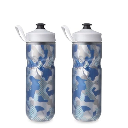 HydraPak | Polar Bottle - Polar Sport Insulated Water Bottle 2-Pack - BPA-Free, Sport & Bike Squeeze Bottle with Handle (Contender Blue, 600ml / 20oz) - color: Contender Blue, style: 20oz/600ml (2-Pack)