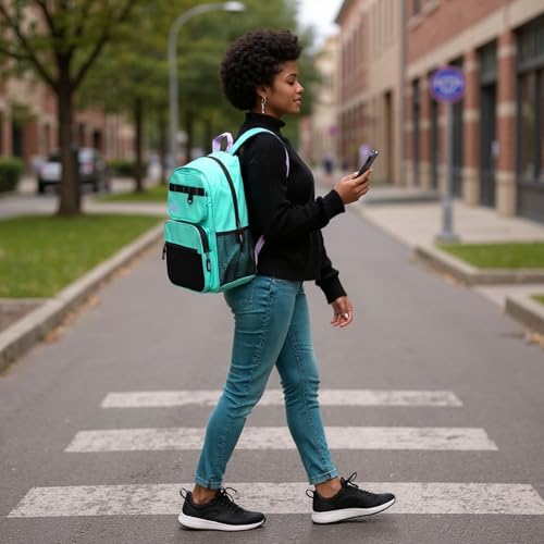 Summit Ridge Travel Backpack for Men and Women, Spacious Work Daypack with Water Bottle Pockets (Mint Green) - color: Mint Green