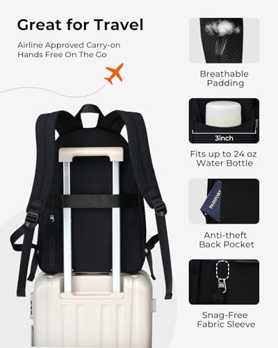 Lightweight Travel Backpack for Women, School Backpack for Teen Girls & Boys, Water-repellent Taslon Fabric, Stylish Casual Daypack for College Everyday Use, Fits 14" Laptop (Black) - color: Black