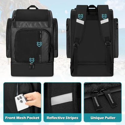 Fasrom Mesh Beach Backpack with Insulated Cooler Compartment, Wet Dry Separation Beach Bag, Large Capacity Tote for Swim - color: Black