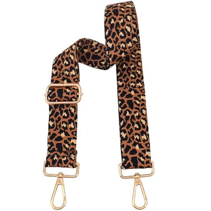 Replacement Purse Strap Shoulder Strap Adjustable Crossbody Strap for Women Crossbody Wide Shoulder Bag - color: Brown Leopard Print-gold Hardware