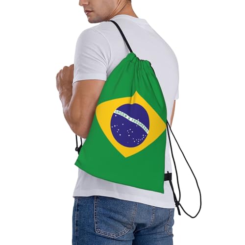 Brazil Flag Drawstring Bag Sport Gym Backpack Beach Travel Sack Draw String Yoga Bag For Men Women - color: Brazil Flag