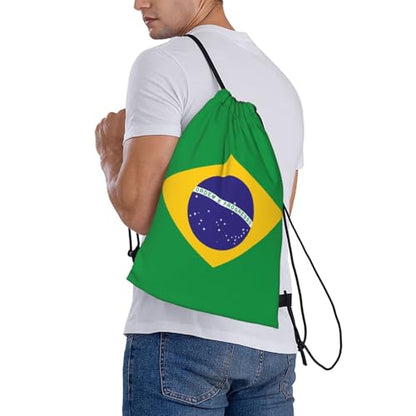 Brazil Flag Drawstring Bag Sport Gym Backpack Beach Travel Sack Draw String Yoga Bag For Men Women - color: Brazil Flag