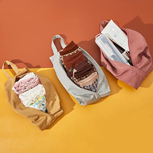 Kissvian Travel Zipper Pouch Packing Cubes Luggage Organizer Bags for Socks, Panties, Cable, Cosmetic, Currency pouches - color: Rose powder