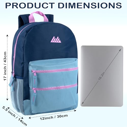 Summit Ridge Colorful Big Backpack for School Kids, Multi Pocket Backpack for Elementary, Middle School Girls, Boys with Padded Straps (Navy/Teal) - color: Navy/Teal