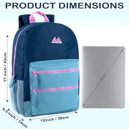 Summit Ridge Colorful Big Backpack for School Kids, Multi Pocket Backpack for Elementary, Middle School Girls, Boys with Padded Straps (Navy/Teal) - color: Navy/Teal