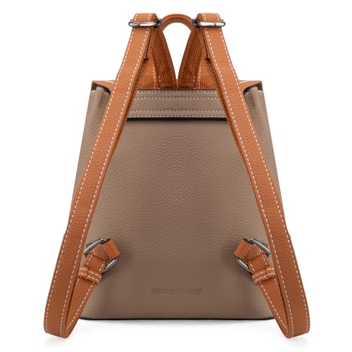 Montana West Small Backpack Purse for Women Vegan Leather Mini Colorblock Womens Backpack Cute Convertible Shoulder Bag - color: Camel