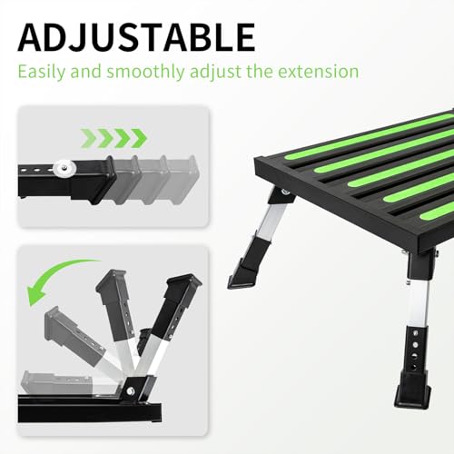 19”×14.5” Large RV Steps with Glow in The Dark Tapes Adjustable RV Step Stool Aluminum RV Step Supports Up to 1500 lbs - color: Black Large