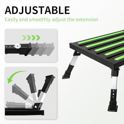 19”×14.5” Large RV Steps with Glow in The Dark Tapes Adjustable RV Step Stool Aluminum RV Step Supports Up to 1500 lbs - color: Black Large