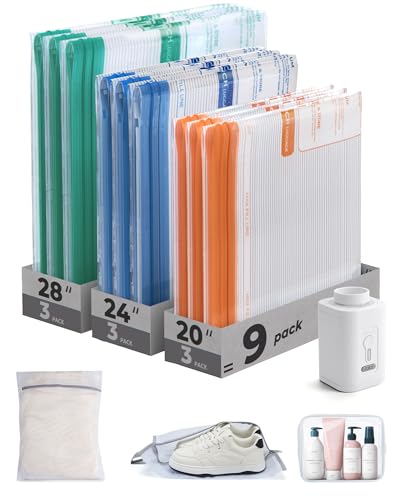 BAGSMART Vacuum Bags for Travel with Rechargeable Air Pump, Portable Space Saver Bags for Travel & Home, Vacuum Compression Seal Bag for Clothing, Blanket, 12 Pack Multicolor - color: Multicolor, size: 12 Pcs Travel Sets