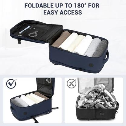 Kono 20L Casual Daypack, 40×20×25 cm, Airline Approved, 15.6" waterproof Laptop Backpack for Men & Women – Navy - color: Navy