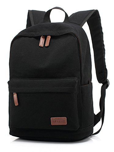 kayond Casual Style Lightweight canvas Laptop Bag/Durable Travel backpacks/Rucksack for Men&Women/Fashion Backpack Fits 15 inch Notebook (Black) - color: Black