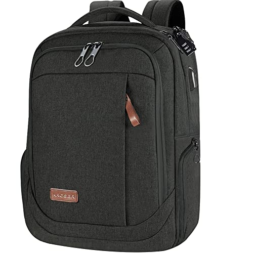 KROSER Laptop Backpack Large Computer Backpack Fits up to 17.3 Inch Laptop with USB Charging Port Water-Repellent Travel Backpack Casual Daypack for Business/College/Women/Men-Charcoal Black - color: A-charcoal Black-17.3"