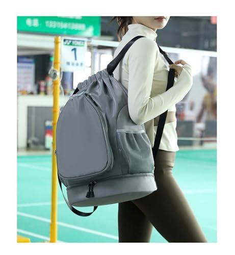 Multifunctional sports bag, backpack, independent shoe compartment, can hold basketball, badminton and tennis(Grey) - color: Grey