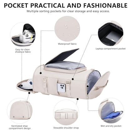 MIYCOO Gym Bag with Shoes Compartment and Wet Pocket - Sports Duffle for Men and Women, Travel Backpack Weekender Overnight Bag Beige - color: Beige B-Style1