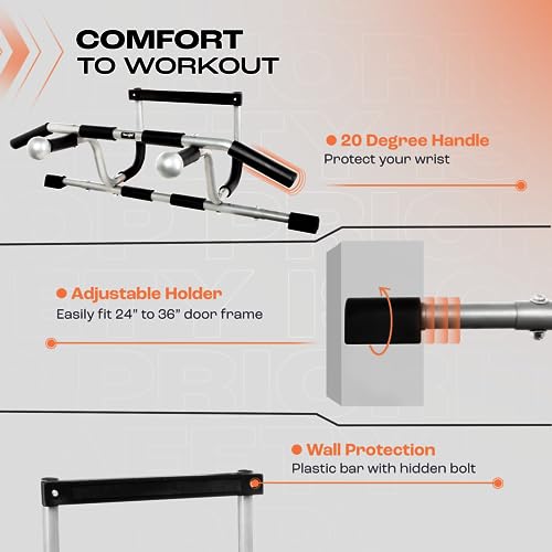 Yes4All Heavy Duty Wall Mounted Pull Up Bar, Over Door Pull Up Bar for Doorway, Multi Grip Chin Up Bar, Sturdy Strength Training Bars & Durable Gym Bar for Home Exercise - style: Elevated Doorway Pull Up Bar