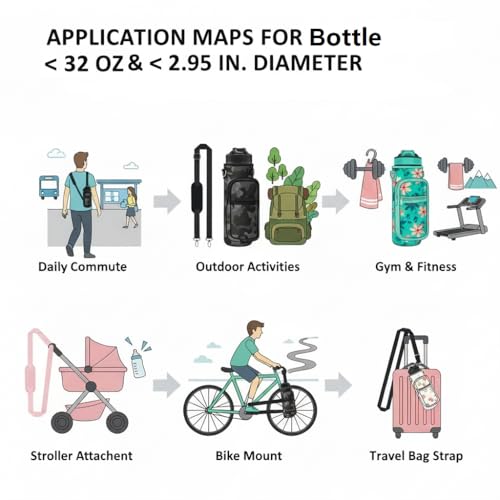 Water Bottle Holder with Strap, Insulated Crossbody Sling Bag, Carrier with Phone Pocket for Walking Hiking Camping Fishing - color: Flower Green 04, size: 32oz Long