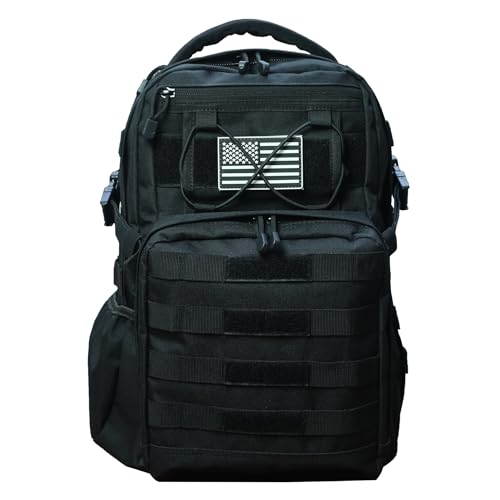 Military Tactical Backpack for Men Army 1 Day Assault Pack Molle Bag Bug Out Bag 25L Black - color: Black, size: 25L