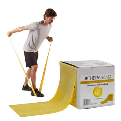 THERABAND Resistance Band, Yellow, Light, 50-Yard Roll, Elastic Band for Strength Training, Stretching, Yoga, Pilates, Physical Therapy, Portable & Cut-to-Length, Color-Coded Levels - color: Yellow | Light