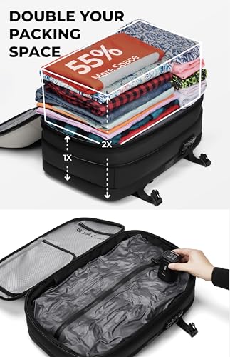 AirVault Vacuum Seal Travel Backpack 60L with Expandable HyperSeal Air Compression Vacuum System Water Resistant TSA Lock (Vacuum Pump Included, White, 60L) - color: White