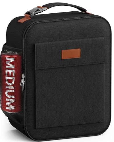 HOTOR Lunch Bag for Men & Women - Large Capacity Insulated Lunch Bag with Mutiple Pockets, Wear-Resistant Cooler Lunch Box for Office, Picnic, Black, 7L, 9.06" x 4.33" x 10.63" - color: Black