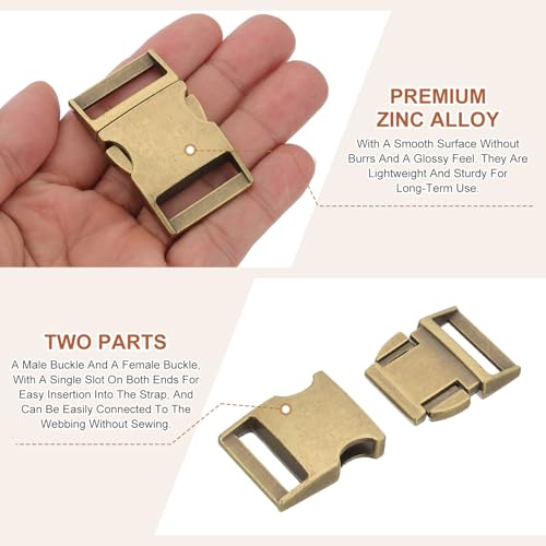 PATIKIL Quick Side Release Buckle, Metal Buckles Replacement No Sewing Snaps Clips Clasps - color: Bronze, size: 1 Inch