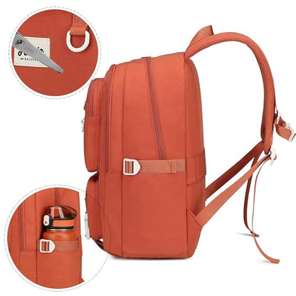 Laptop Backpack for Women College High Schoolbag Big Students Bookbags Large Heavy duty Multi pocket Travel Daypack Casual (Burnt orange) - color: Burnt Orange