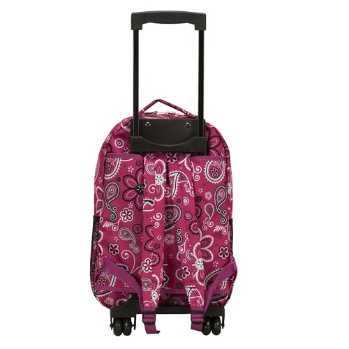 Rockland Double Handle 17" Rolling Backpack, Bandana - color: Bandana, size: One Size