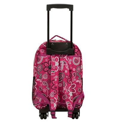 Rockland Double Handle 17" Rolling Backpack, Bandana - color: Bandana, size: One Size