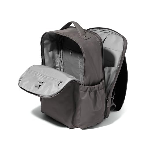 Baggallini Tribeca Expandable Laptop Backpack - 15"x11" Lightweight RFID Computer Bag for Work & Travel with Luggage Sleeve - color: Smoke Twill