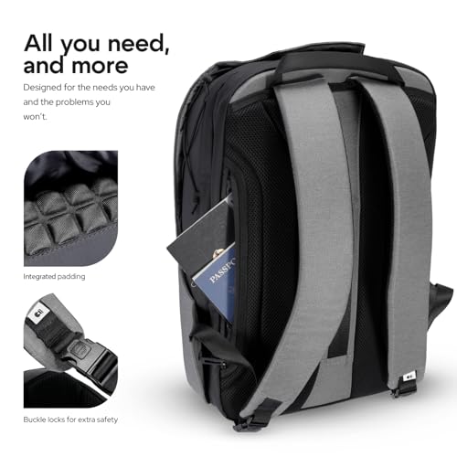 DronePack 25L customizable Travel Camera Bag with removable dividers - EARLY BIRD - Drone Backpack incl. TSA lock, fire-resistant battery pocket, laptop compartment, ergonomic straps - grey Drone Bag