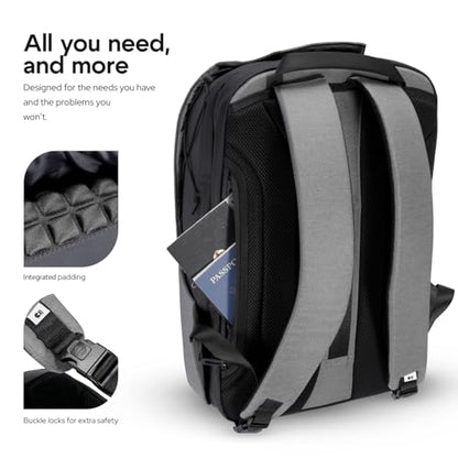 DronePack 25L customizable Travel Camera Bag with removable dividers - EARLY BIRD - Drone Backpack incl. TSA lock, fire-resistant battery pocket, laptop compartment, ergonomic straps - grey Drone Bag