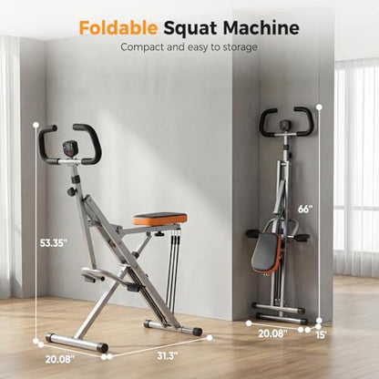 NEWBULIG Squat Machine, 330 LBS Capacity Glute Workout Equipment for Home, Full Body Exercise Rower with Adjustable Resistance, Foldable Glute Exercise Machine
