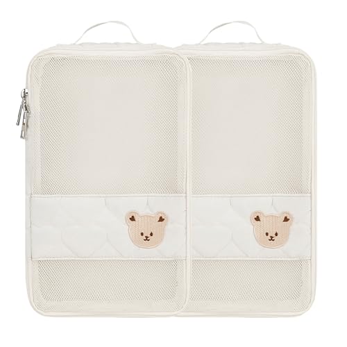 Baby Diaper Organizer - 2 Pack Waterproof Pouches, Mesh Bag, Reusable, Washable or Cloth Diapers (White) - color: White