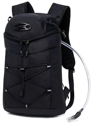 Wotony Lightweight Insulated Backpack with 2L or 3L Water Bladder Bag Daypack for Hiking Trail Running Cycling Race Marathon for Women Men - color: Black, size: 3L-Bladder