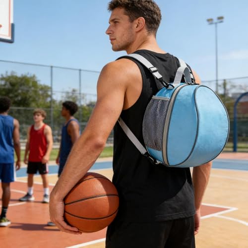 Soccer Backpack, With Smart Storage Solution, 19x25x31cm, Mult-Purpose Ball Bag, Multipurpose Sports Backpack, Waterproof Material, For Volleyball, Gym, Daily Use, Travel, School, Competition, Youth - size: Lake Blue