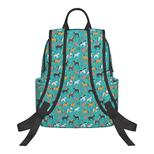Travel Daypack Floral Farm Animal Pets Flowers Horses, Quick-Access Pocket, Side Bottle Holder, for Active Adults - color: Picture (830)