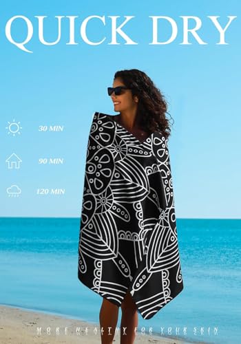 Yongoes 2 Pack Microfiber Lightweight Thin Beach Towel Sand Free Quick Dry Super Absorbent Large Towels for Swimming Pool Yoga Gym Travel Vacation Beach Accessories Essentials Black - color: 2 Pack Black Mandala Skull