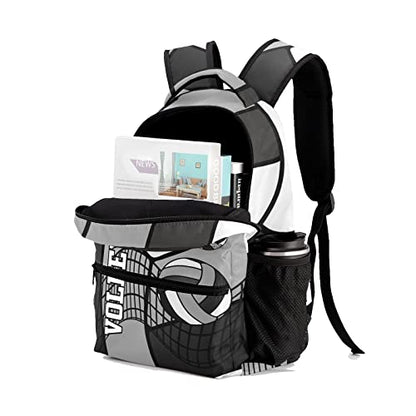 Personalized Volleyball Gray Black White Waterproof Backpack with Name Text for Women Men Gift - color: Backpack 4