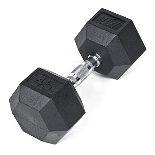 JFIT Rubber Hex Dumbbell - style: 45lb (Single)