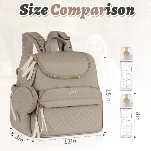 Diaper Bag Backpack, 22L Large Quilted Small Baby Bag with Changing Pad & Pacifier Case, Stroller Hooks, Easy-Access Baby Essential, Maternity Travel Backpack Unisex, Brown - color: Brown, size: Small