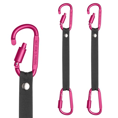 Bag Hook for Fence, For Hanging Baseball Pickleball Softball Tennis Bags | Aluminum Alloy Carabiner Strap, Lightweight & Durable, Indoor and Outdoor Use, Rose 2 - color: Rose
