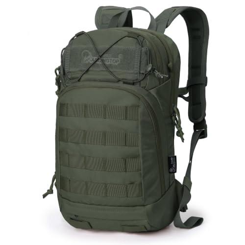 Mardingtop 15L Tactical MOLLE Hydration Backpack – Small Military Bag for Motorcycle, Hiking, Riding, Biking & EDC Daypack - color: Ranger Green