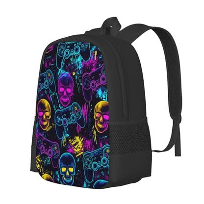 Ergonomic Padded Backpack Graffiti Skeleton Skull Video Gaming Colorful, Anti Theft Spacious Travel Daypack Sturdy Polyester Bag for Commute Gym Outdoor Leisure Use - color: Design (1325)