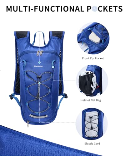 Blue Quartz Hydration Backpack with 2L Water Bladder, Hiking Water Pack with Insulated Compartment for Women Men, Lightweight Cycling Daypack with Phone Pocket, Hydration Pack for Running,Biking - color: Blue