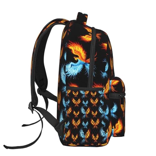 Multi Purpose Gym Backpack Cool Water Ice Fire Flame Bird Black, Casual Daypack with Inner Pocket and Mesh Side Pockets for Sports and Weekend Trips - color: Pattern (260)