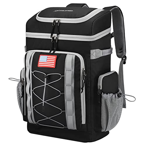 Maelstrom 35/50 Can Insulated Backpack Cooler, Leakproof Soft Lunch Ice Bag - color: Black, size: 50 Can